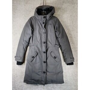 The North Face Hyvent Down Jacket Womens XS Gray Arctic Parka Hooded *Flaws